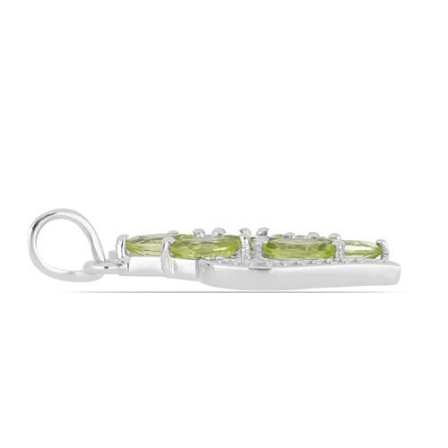 BUY NATURAL PERIDOT GEMSTONE STYLISH CLUSTER PENDANT IN STERLING SILVER